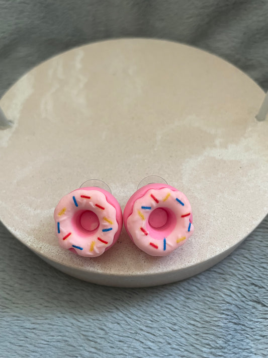 Pink donut studs