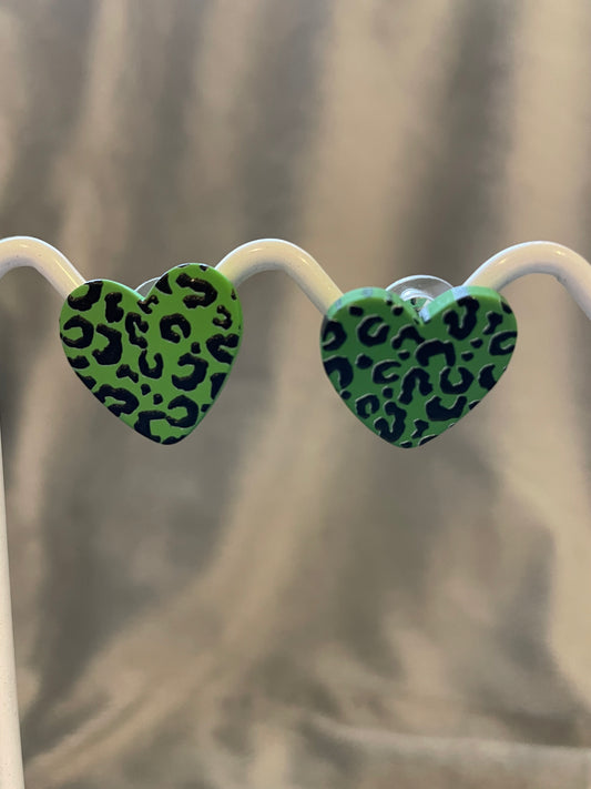 Green Leopard studs