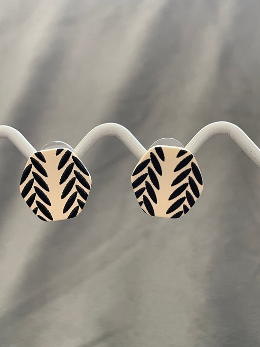 Black and cream Hexagonal Studs