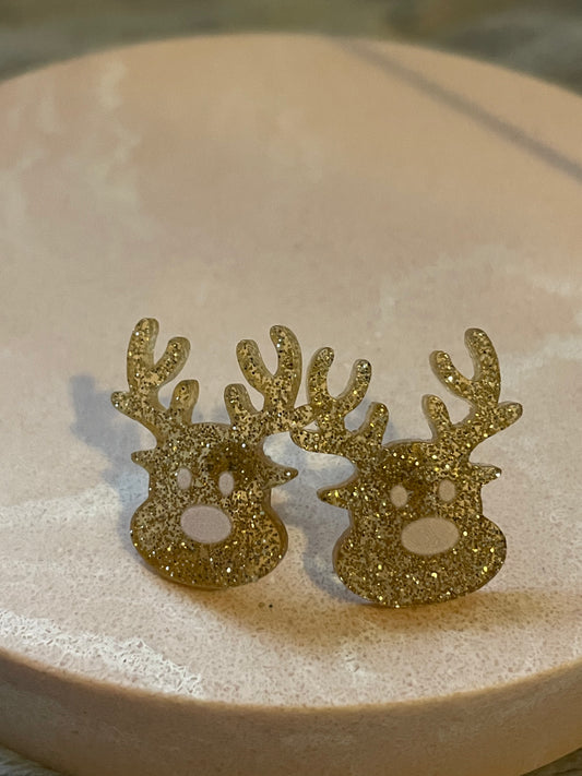 Reindeers glitter studs
