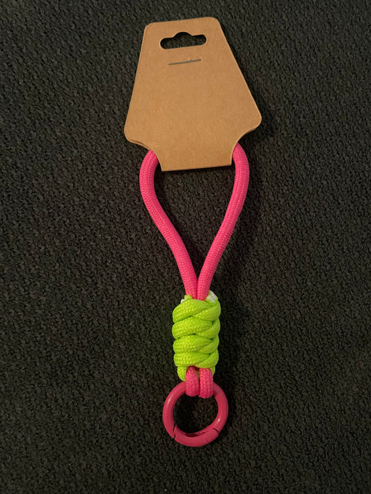 Pink and green keyring