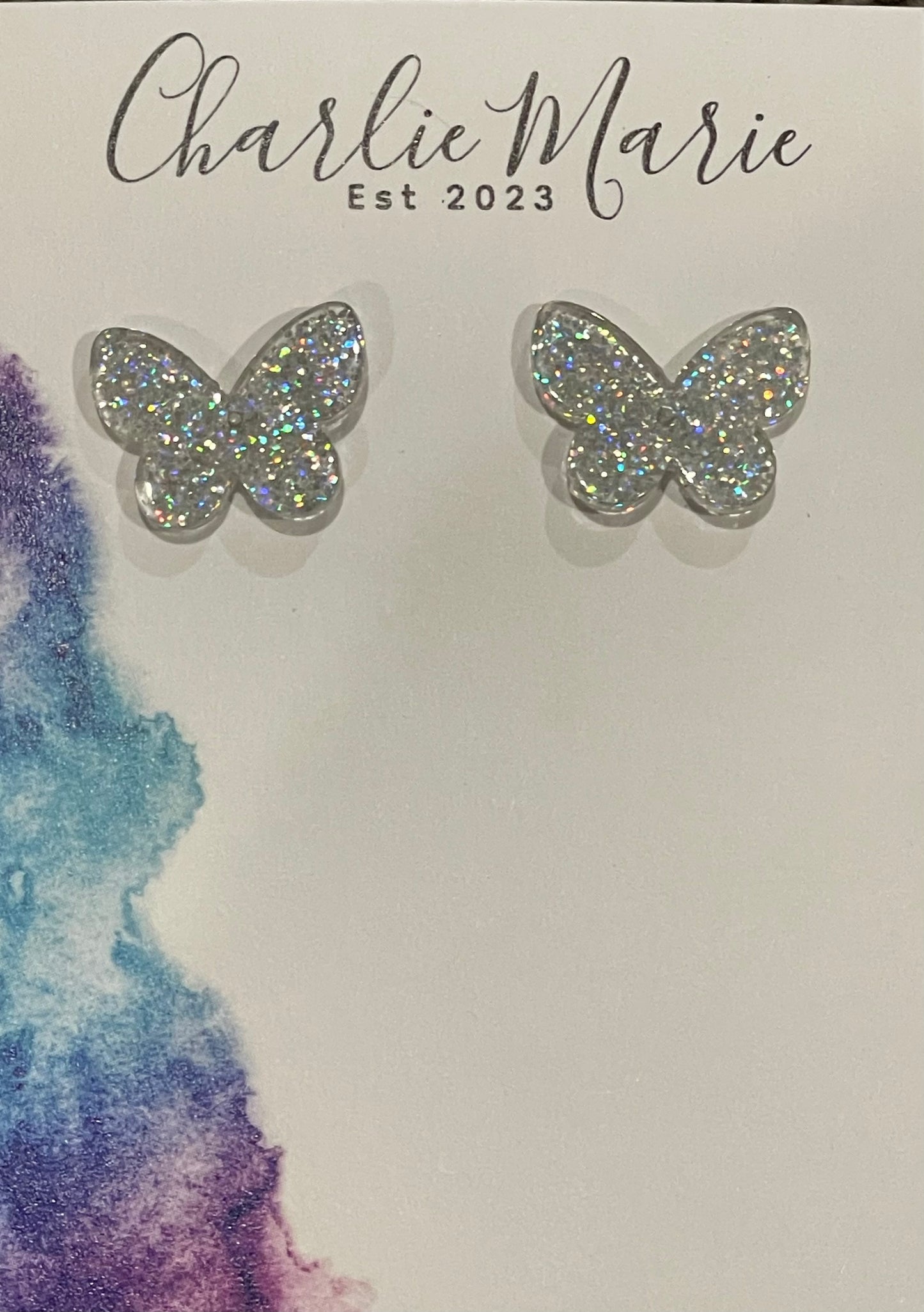 Silver Butterfly Studs
