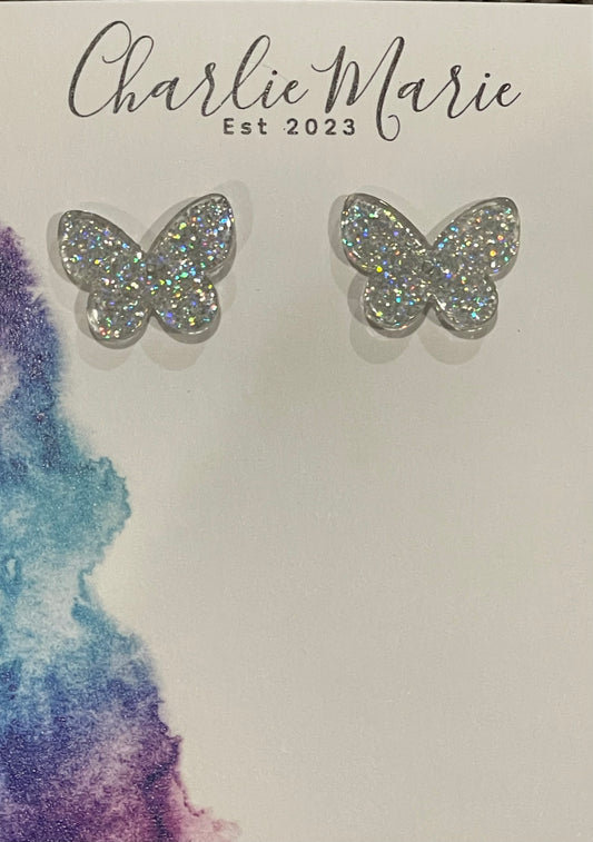 Silver Butterfly Studs