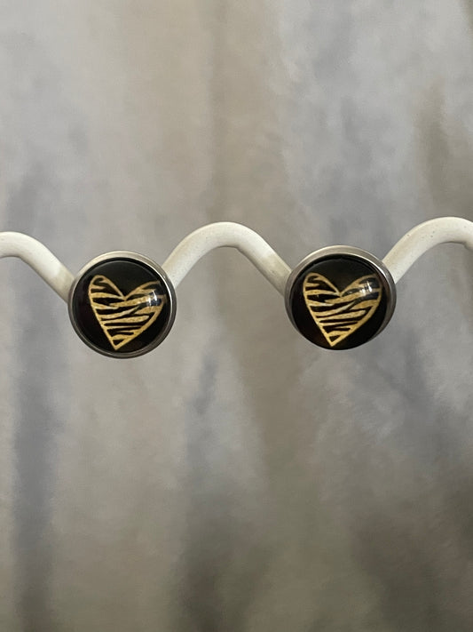 Black heart studs
